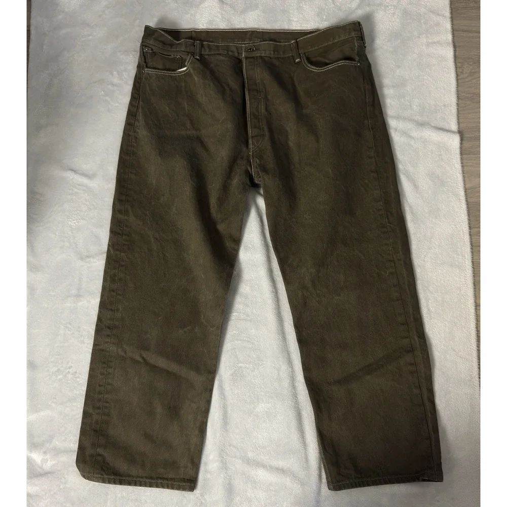Levis 501 Straight Fit Jeans Mens 40x30 Olive‎ Green 100% Cotton Button Fly